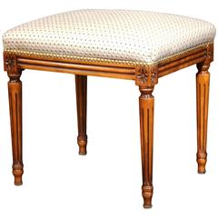 Early 20th Century French Louis XVI Carved Walnut Stool