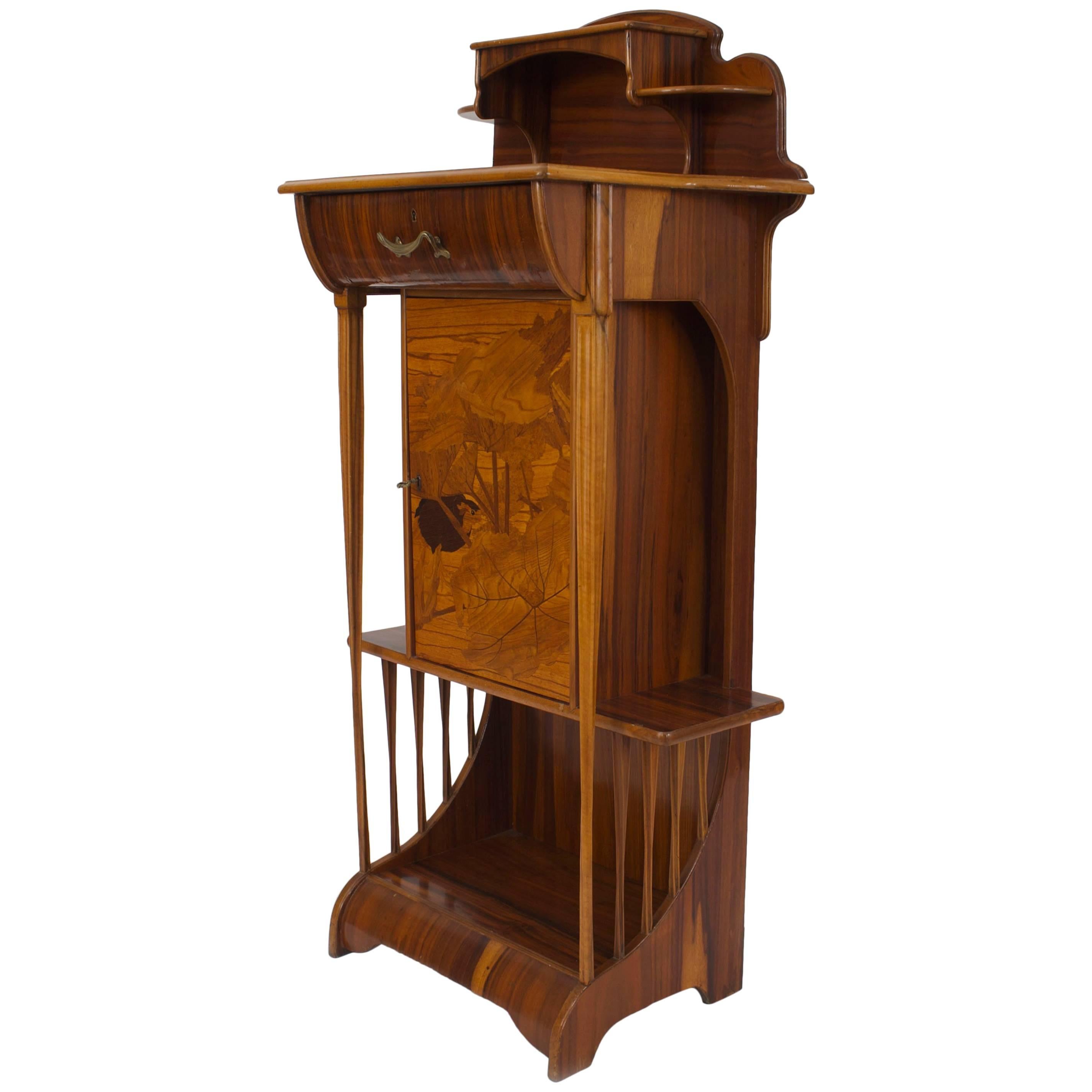 French Art Nouveau Majorelle Rosewood Cabinet with Inlay