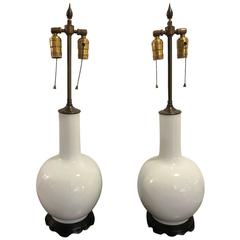 Pair of Blanc de Chine Porcelain Lamps in the Manner of James Mont