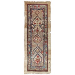 Mid-19th Century Antique Serab Runner in Ivory, Blue and Red