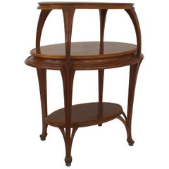 Antique French Art Nouveau Walnut Three Tier Table