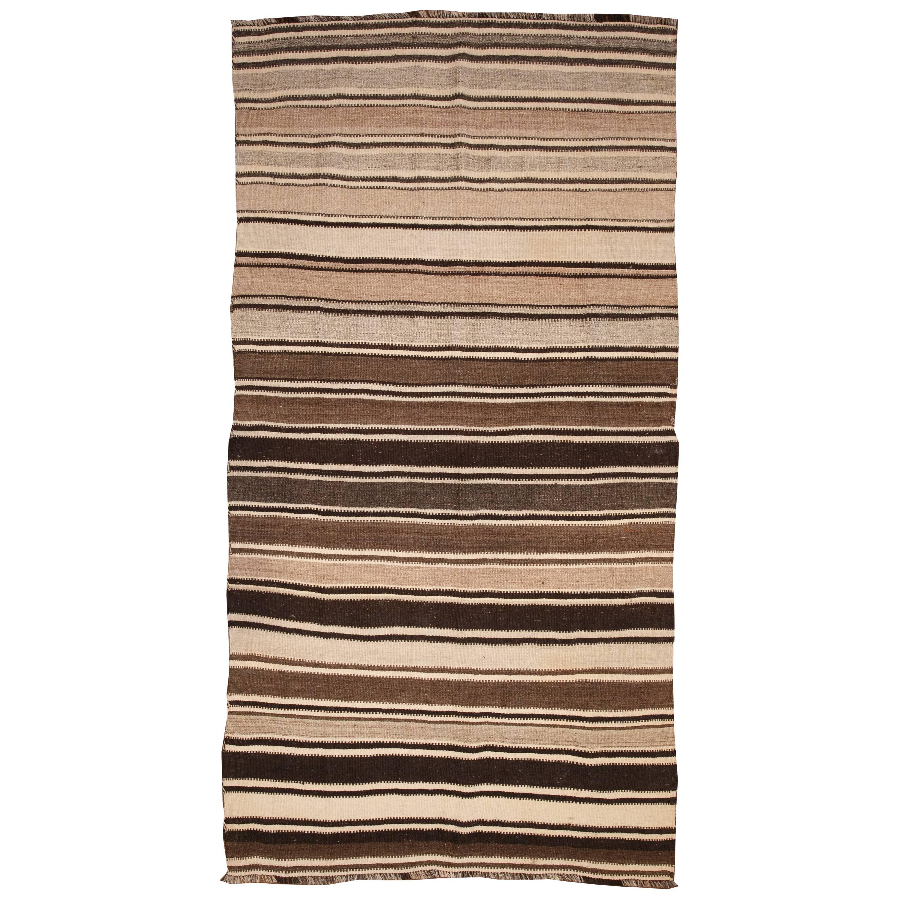 20th Century, Striped Kilim Rug from Afghanistan