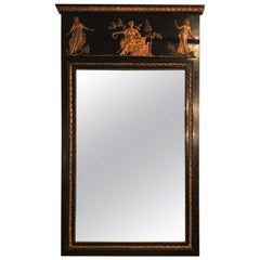 French Ebonized Neoclassical Style Wall or Console Mirror