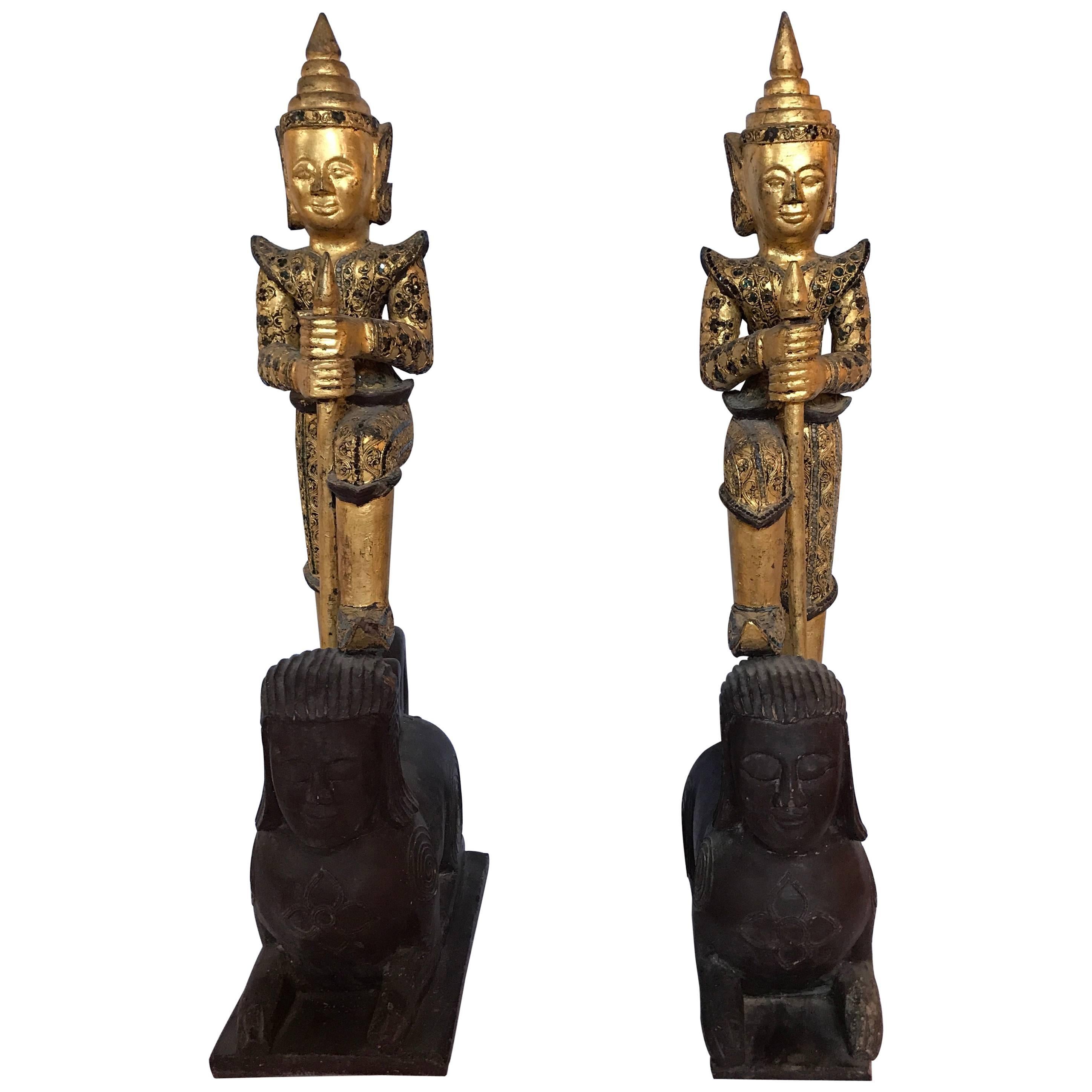 Pair of Antique Thai Figures
