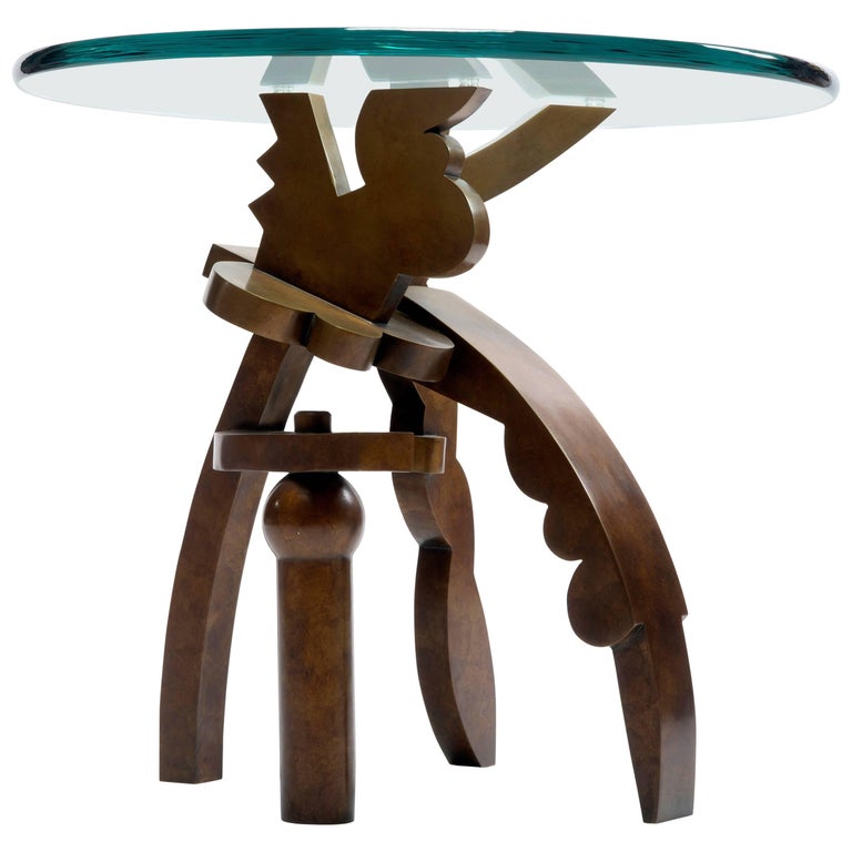 Contemporary Side Table in Bronze and Glass For Sale at 1stdibs