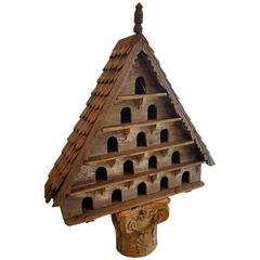 Vintage Large-Scale Wooden Purple Martin Birdhouse with Wood Shingle Roof