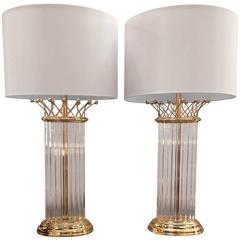 Chic Pair of Crystal Chapman Lamps