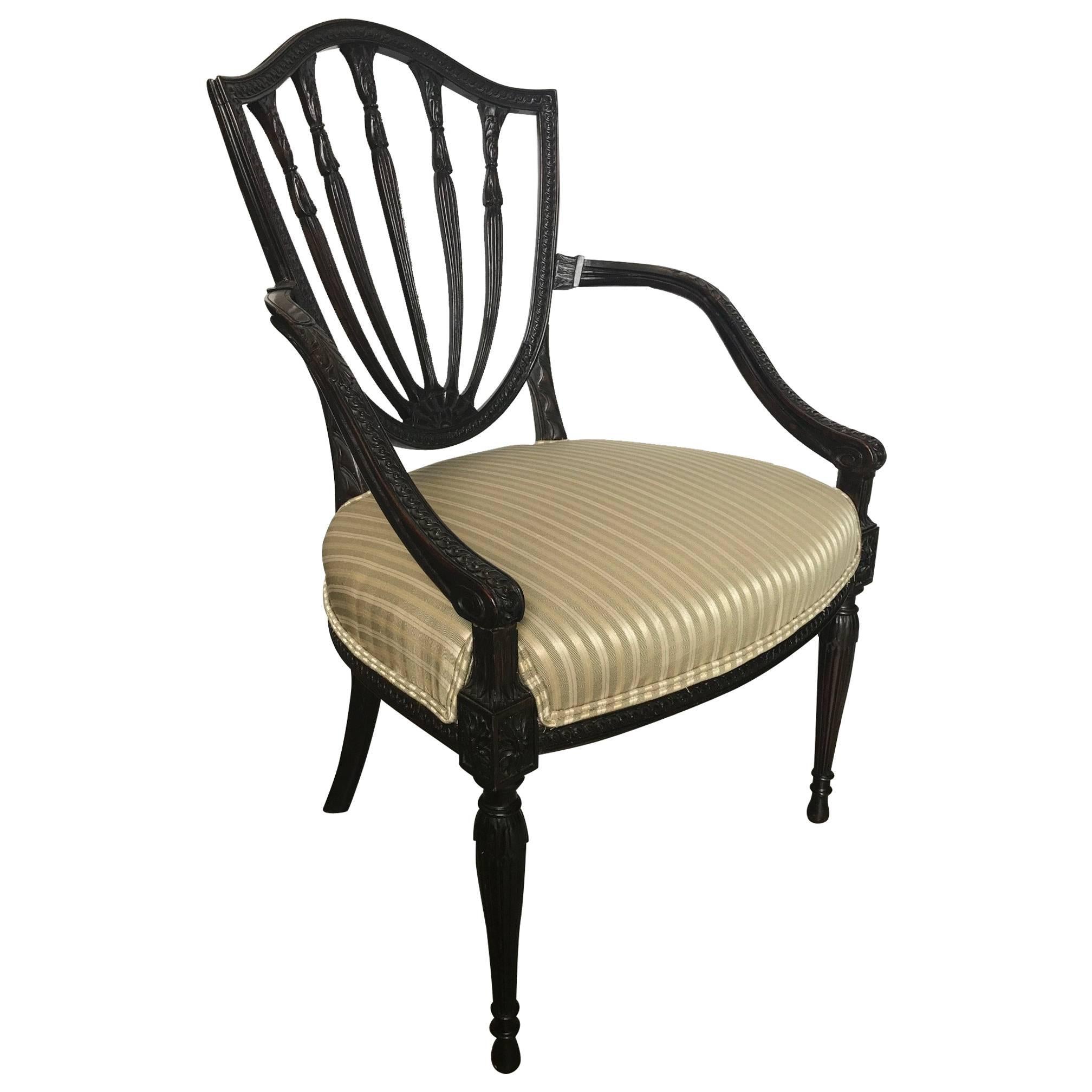 19th Century Hand-Carved Hepplewhite Armchair Desk Chair