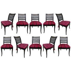 Ebonized Dining Chairs in the Directoire Style, Set of Ten