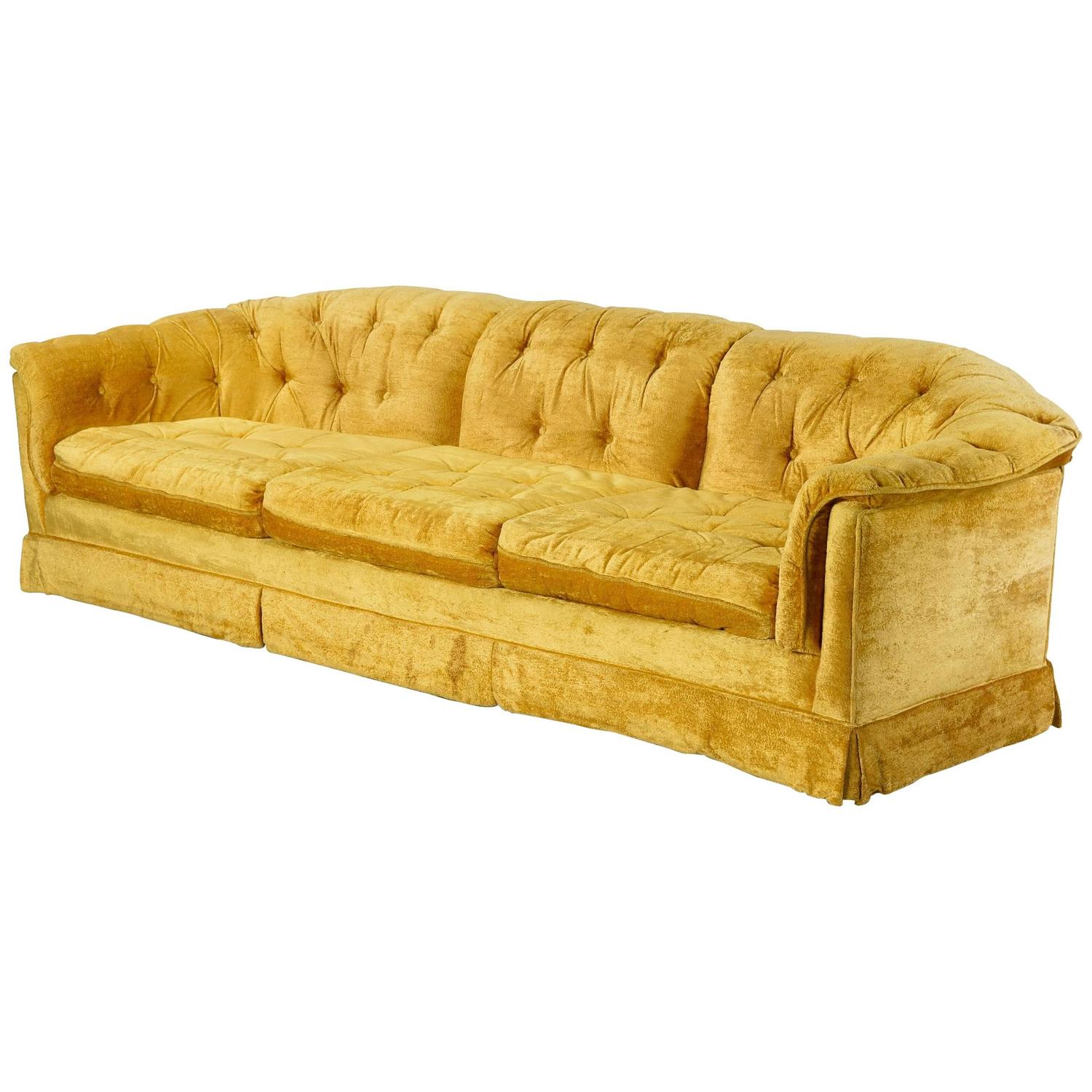 Marigold Velvet Tufted Sofa By Stratford Designs 1960s At 1stdibs