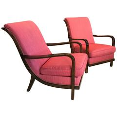 Pair of Curved Open Armchairs 10