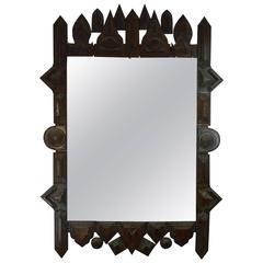 Miroir antique Tramp Art:: anglais:: 19ème siècle