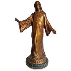 Antique & Mint Condition Gilt Bronze Sculpture of Christ by Paul Gasq of France 10