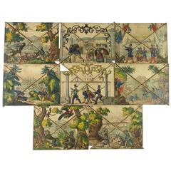 French 19th Century Toy Puzzle Board Game Tiles, circa 1840