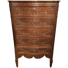 Tall Narrow French Oak Chest of Drawers