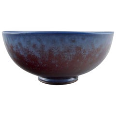 Berndt Friberg, Gustavberg Studio Bowl, Glaze in Blue-Violet Shades