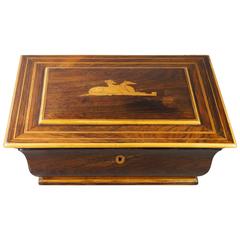 Antique 19th Century French Jewelry Box Inlaid Dog Lid, circa 1830, Palais Royal 6