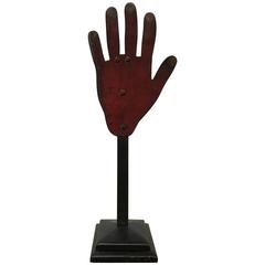 Vintage French Folk Art Metal Hand Sign, circa 1950s