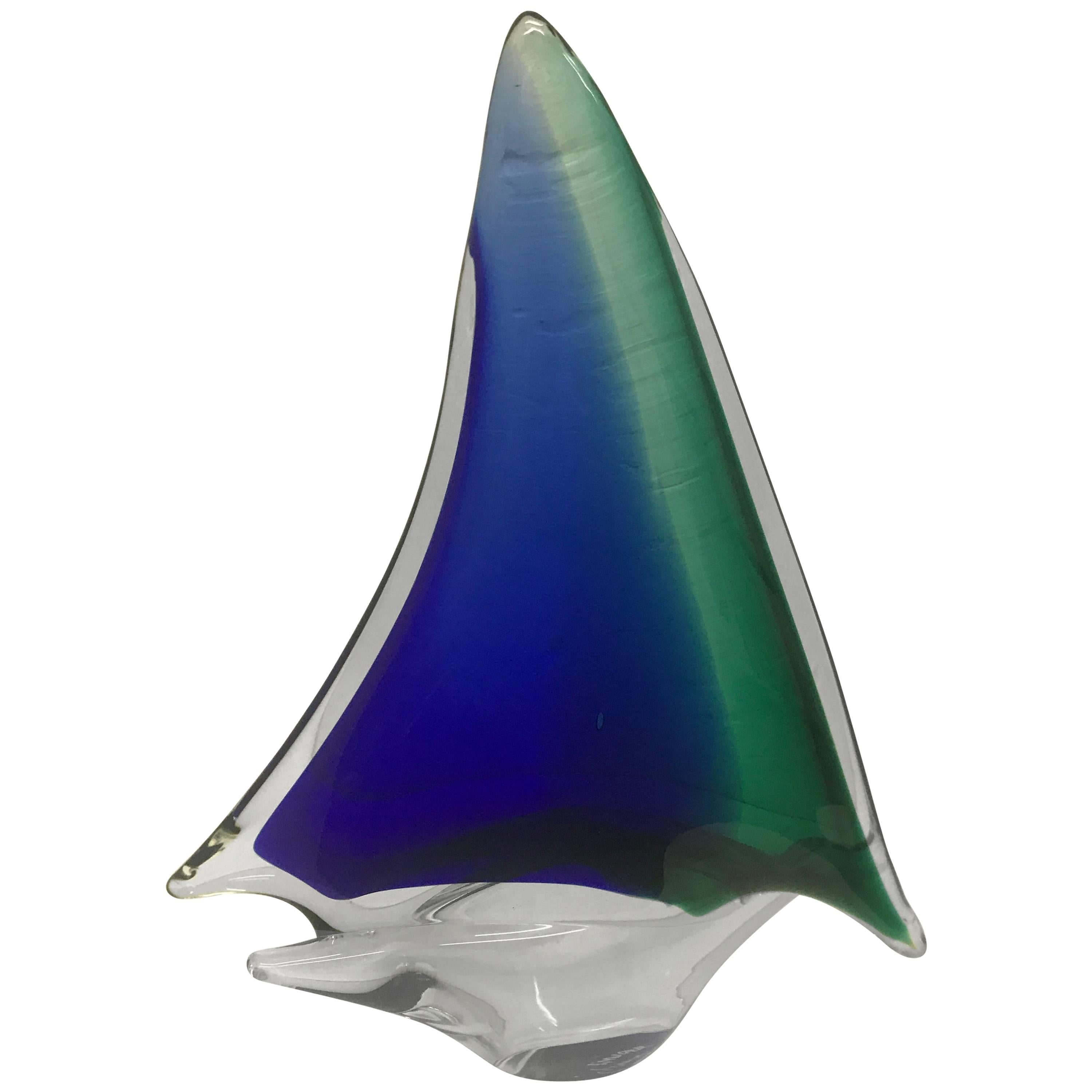 Vintage Murano Glass Sculpture of a Sail Boat Piece, circa 1970