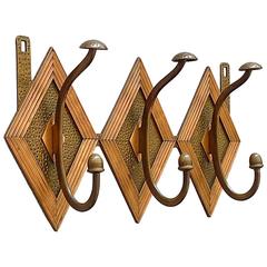 French Bronze Copper Wardrobe Coat Rack Hook Art Nouveau Deco Arts & Crafts 1920