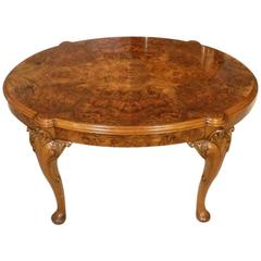Burr Walnut George I Revival Oval Antique Coffee Table