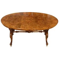 Beautiful Burr Walnut Victorian Period Oval Antique Coffee Table