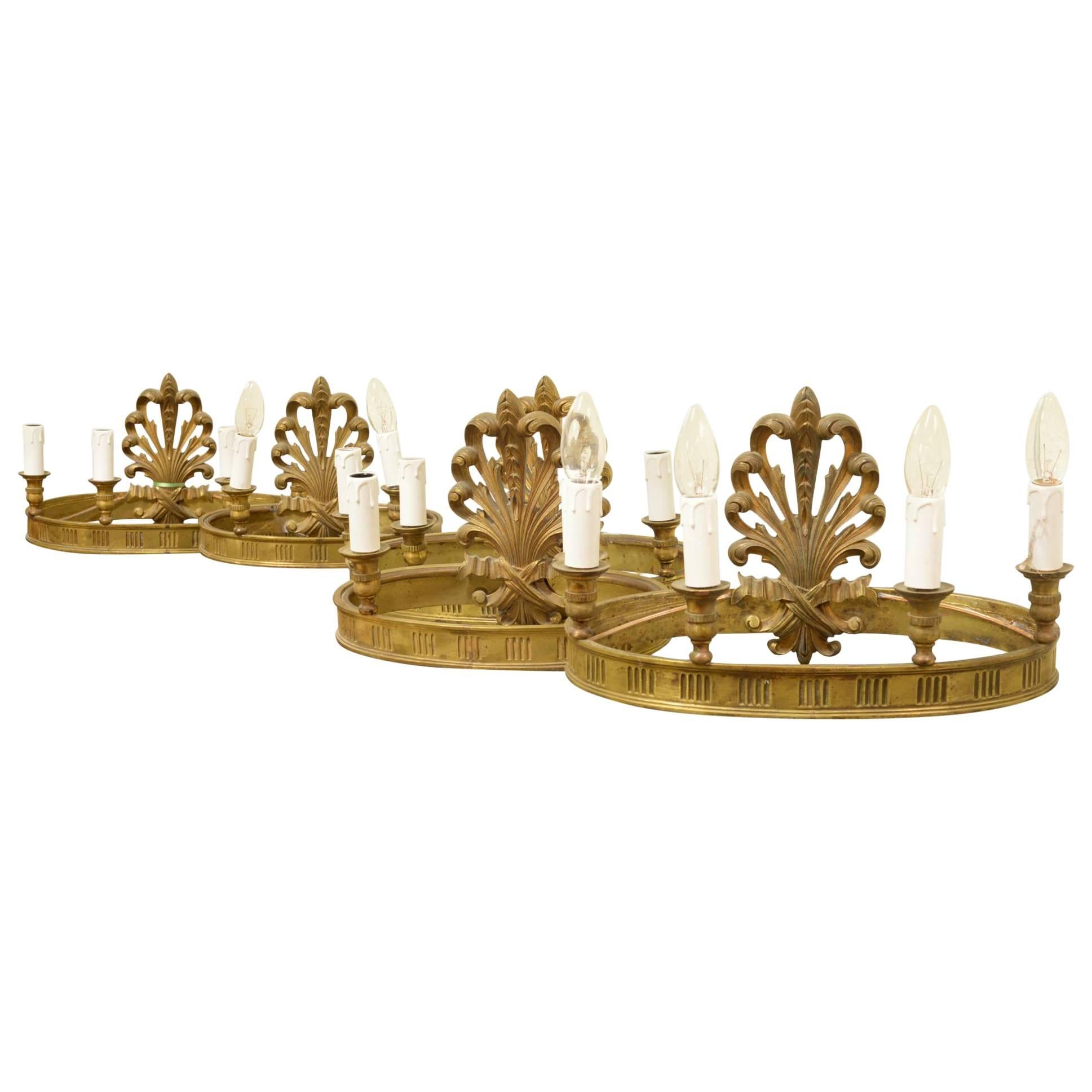 Set of Decorative Bronze Oval Wall Lights