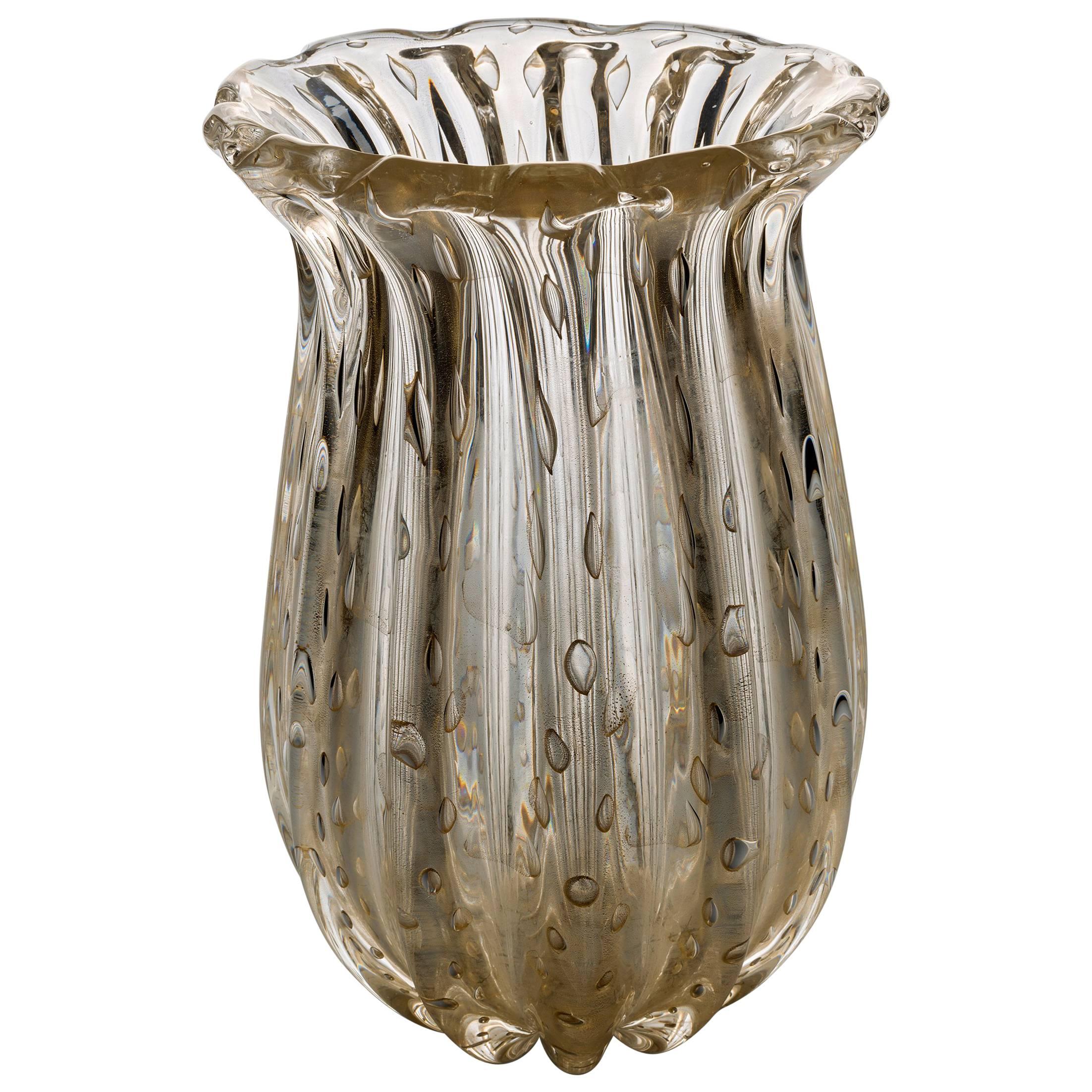 Fine Murano Glass Vase, Fratelli Toso 1950s For Sale