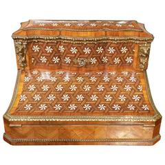 Antique Exhibition Quality Kingwood and Tulipwood Parquetry Inlaid French Writing Box