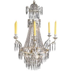 Swedish Chandelier in the antique Style of Classicism brass glazed