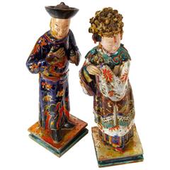 Antique Pair of Chinese Manchu Figurines, 19th Century
