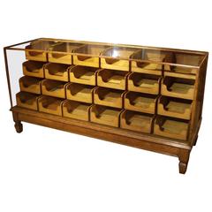 Early 20th Century Oak Haberdashers Countertop Display Cabinet