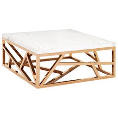 Raytona Coffee Table in Copper Chrome Finish and Marble Top