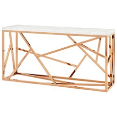 Raytona Console Table in Copper Chrome Finish and Marble Top