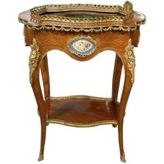 Antique French 19th Century Kingwood Jardiniere with Sevres Plaques