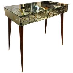 Vintage Mid-20th Century French Mirrored Vanity Table