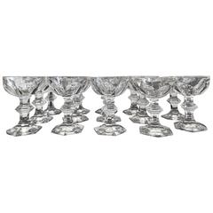 19th Century French Baccarat Harcourt Champagne Coupe Glasses, Set of 14