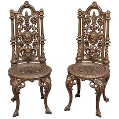 Pair of Decorative Cast Iron Chairs 1