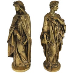 Pair of Gilt Bronze Classical Figures