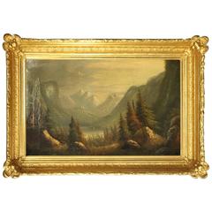 Hudson River School Oil on Canvas Painting, Western Landscape, circa 1870