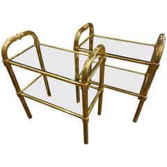 Mid-20th Century Pair of Brass Side Tables