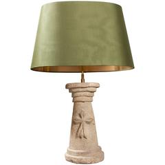 20th Century French Table Lamp with Stone Foot