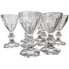 Antique Late 19th Century Baccarat Harcourt Porto Wine Glasses Set of Eight