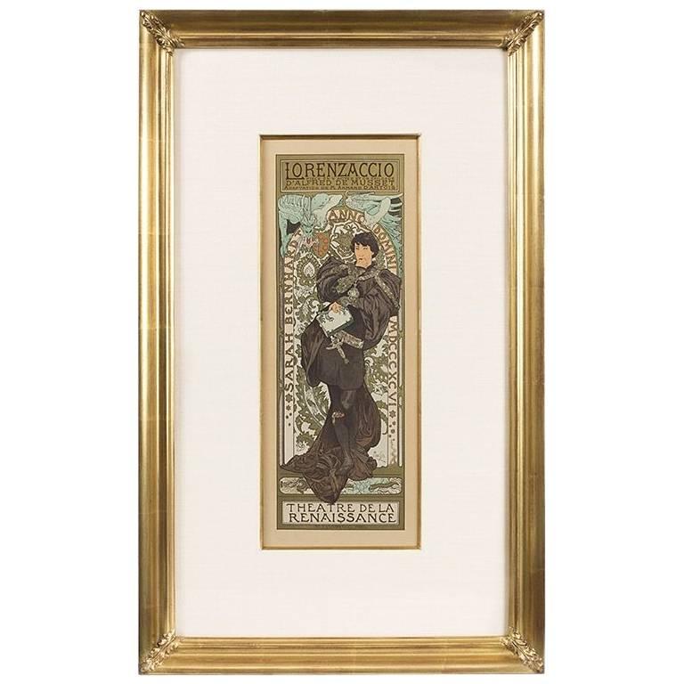French Art Nouveau Lithograph, "Lorenzaccio, " Alphonse Mucha