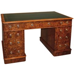 Mid-19th Century Walnut and Burr Walnut Pedestal Desk 4