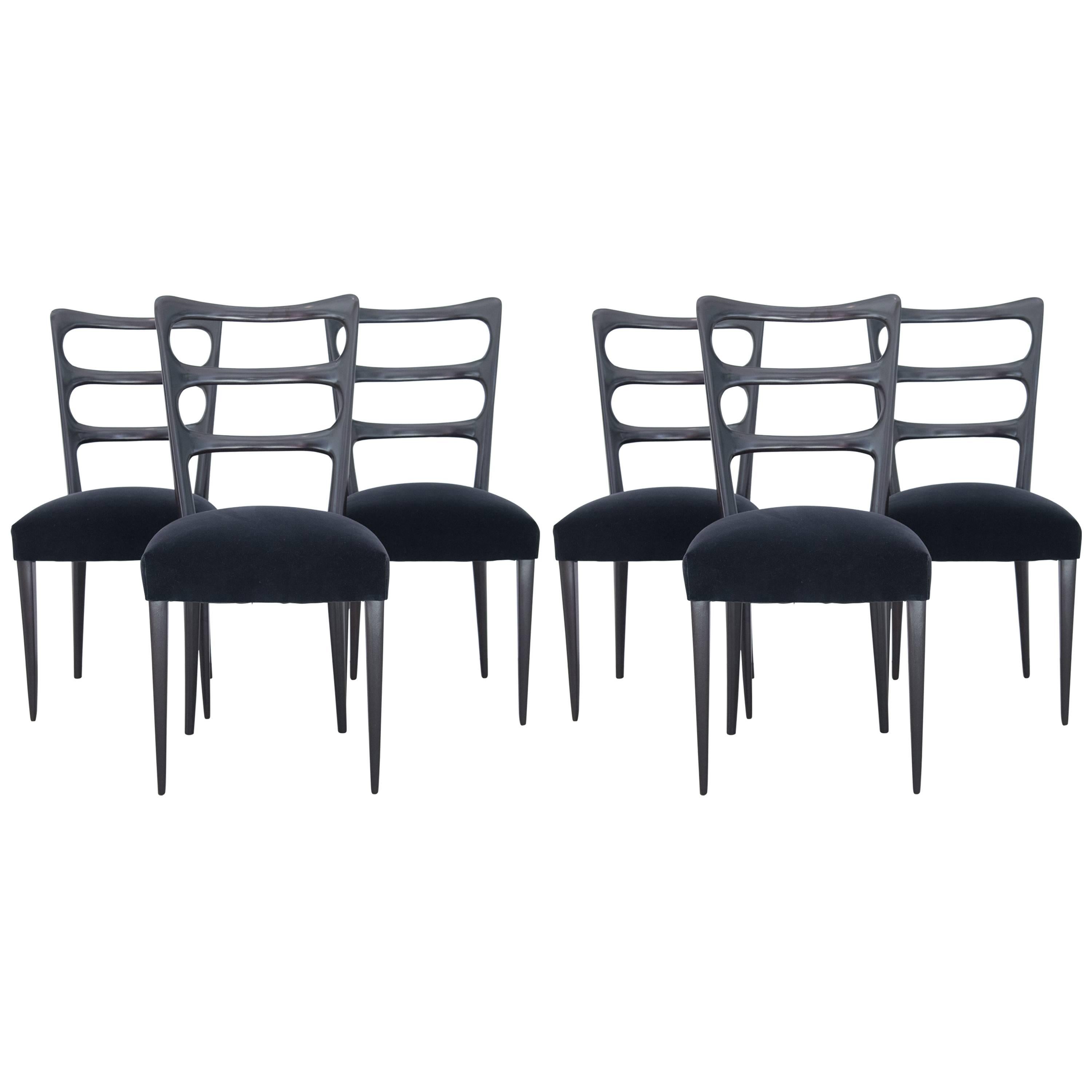 Paolo Buffa Set of Six Wood Dining Chairs For Sale