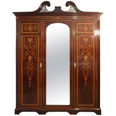 Edwardian Sheraton Revival Mahogany Inlaid Wardrobe 9
