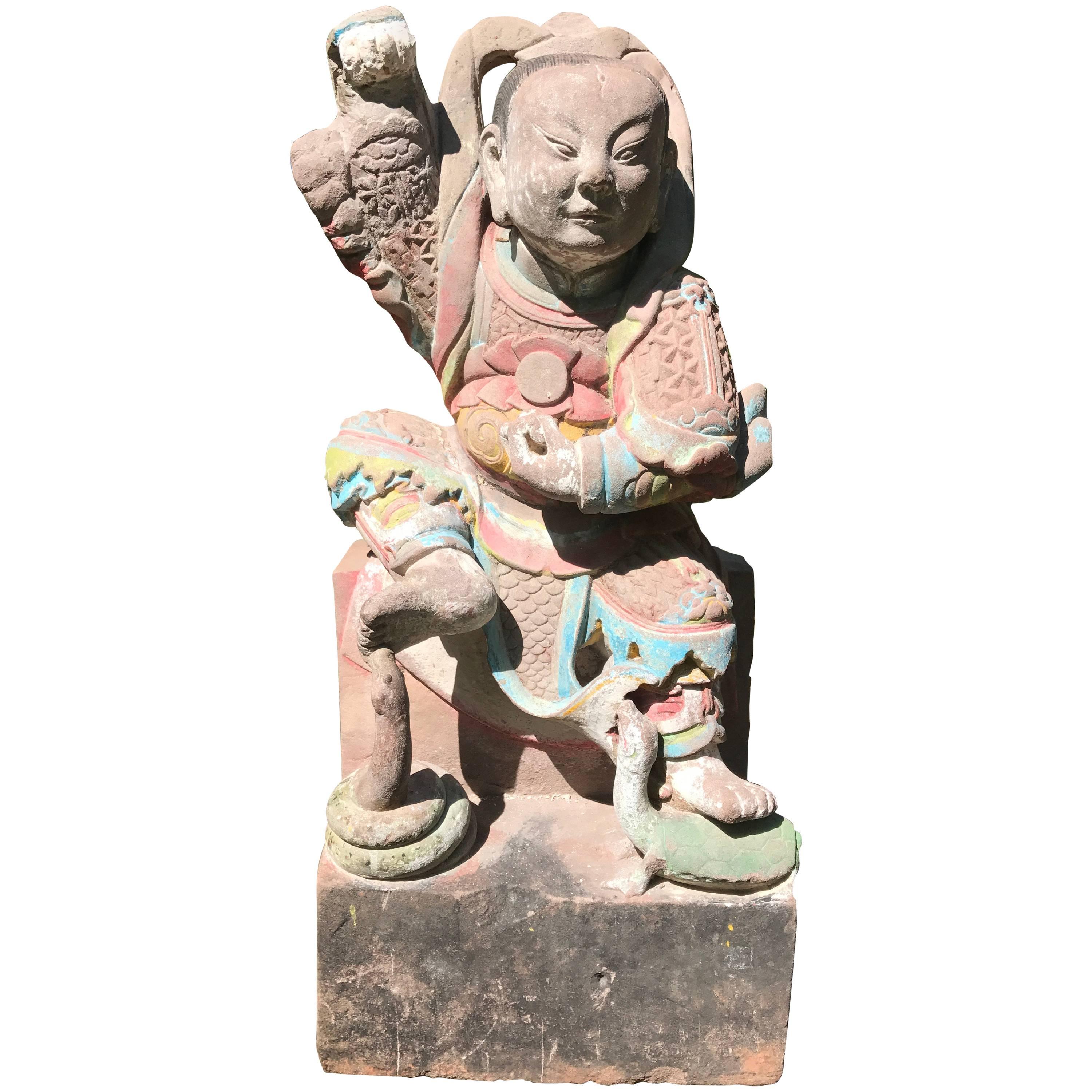 Chinese Antique Daoist Sculpture, Hsuan Tien Shangti For Sale