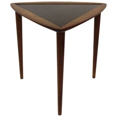 Triangular Side Table with Painted Black Top