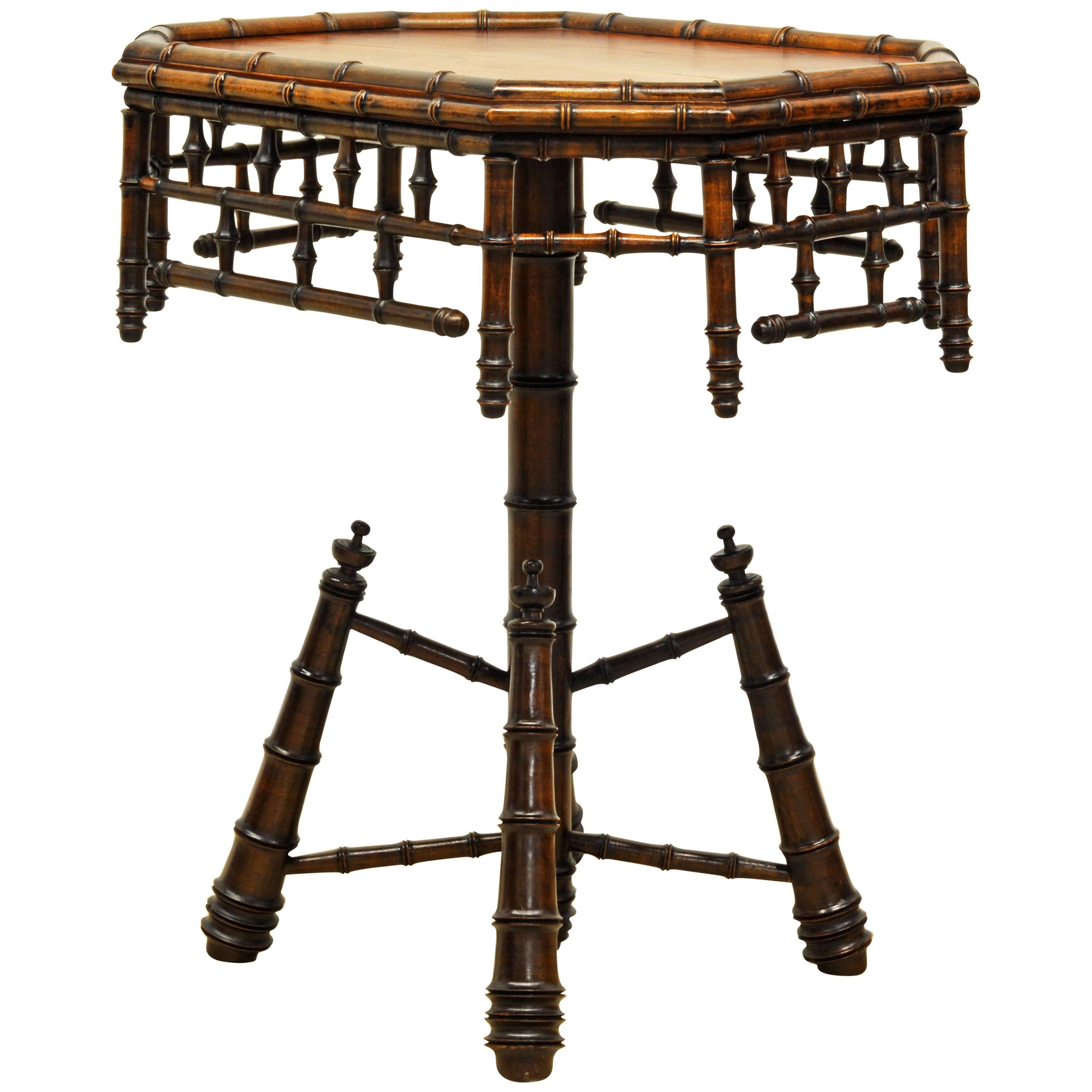 Mid-19th Century English Victorian Faux Bamboo Octagonal Occasional Table